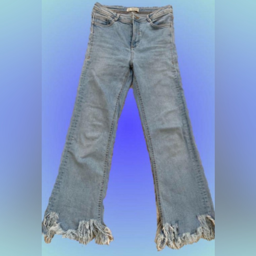 Zara Trafaluc Denimwear jeans fringe Hem size 04